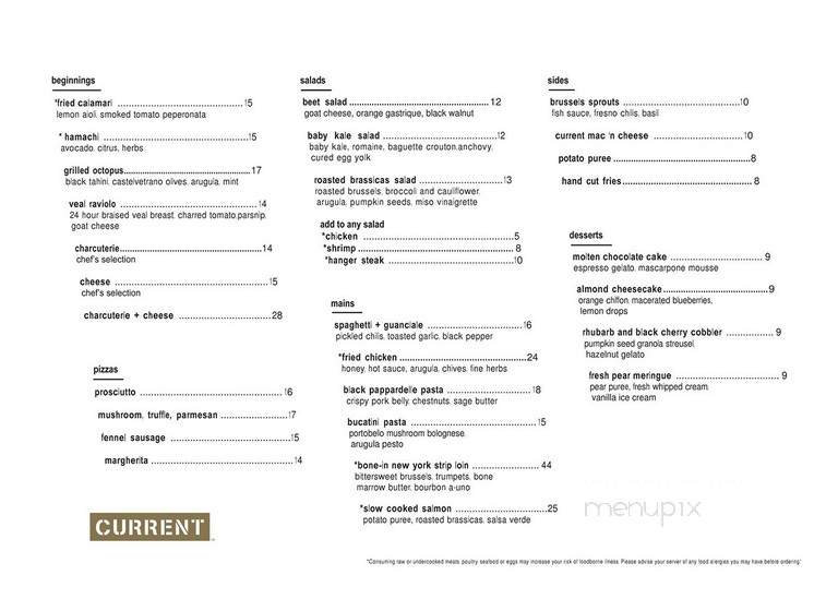 Current - Chicago, IL menu_pic