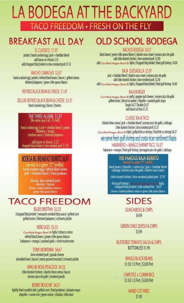 The Backyard - College Station, TX menu_pic