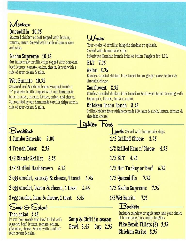 Debs Lakeside Cafe - Hart, MI menu_pic
