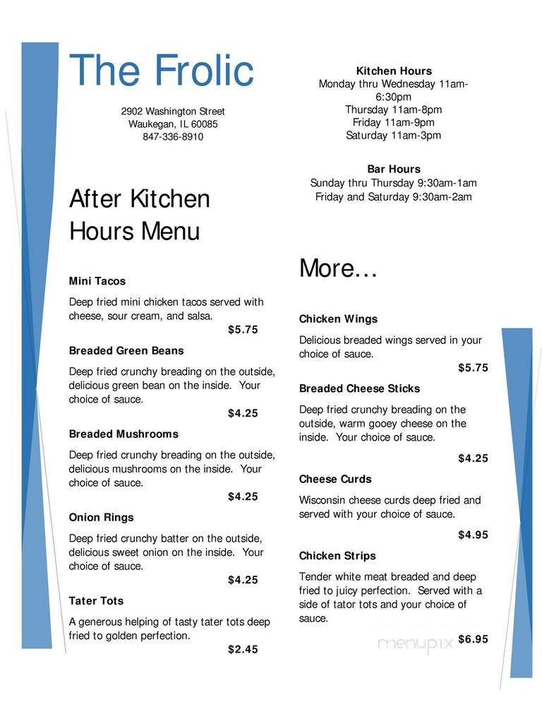 Frolic - Waukegan, IL menu_pic