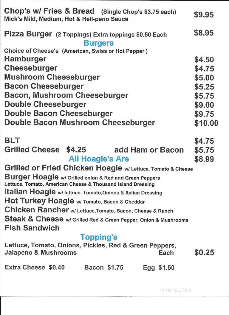 Hideaway Bar & Grill - O'Neill, NE menu_pic
