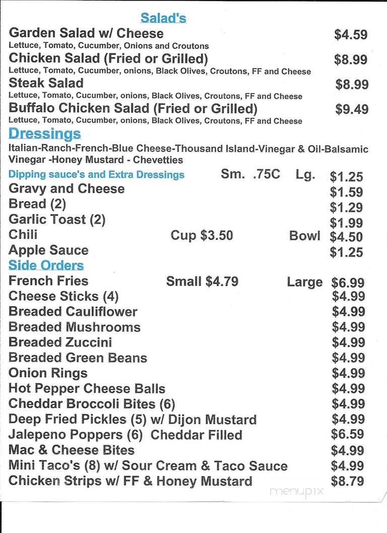 Hideaway Bar & Grill - O'Neill, NE menu_pic