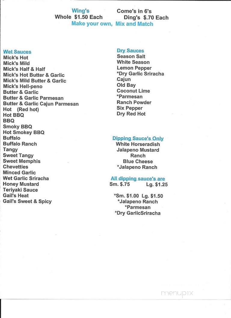 Hideaway Bar & Grill - O'Neill, NE menu_pic