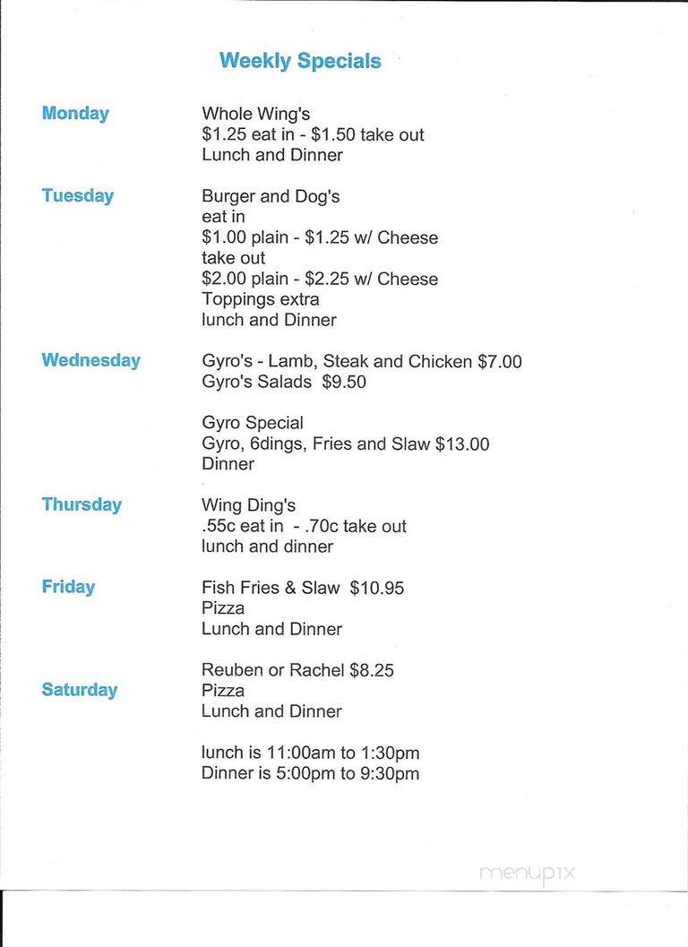 Hideaway Bar & Grill - O'Neill, NE menu_pic