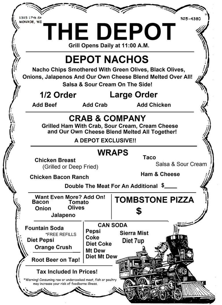 Depot Bar - Monroe, WI menu_pic