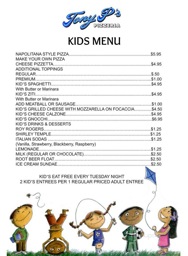 Tony P's Bar & Pizzeria - 17th - Denver, CO menu_pic