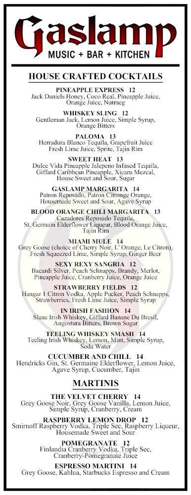 The Gaslamp Restaurant and Bar - Long Beach, CA menu_pic