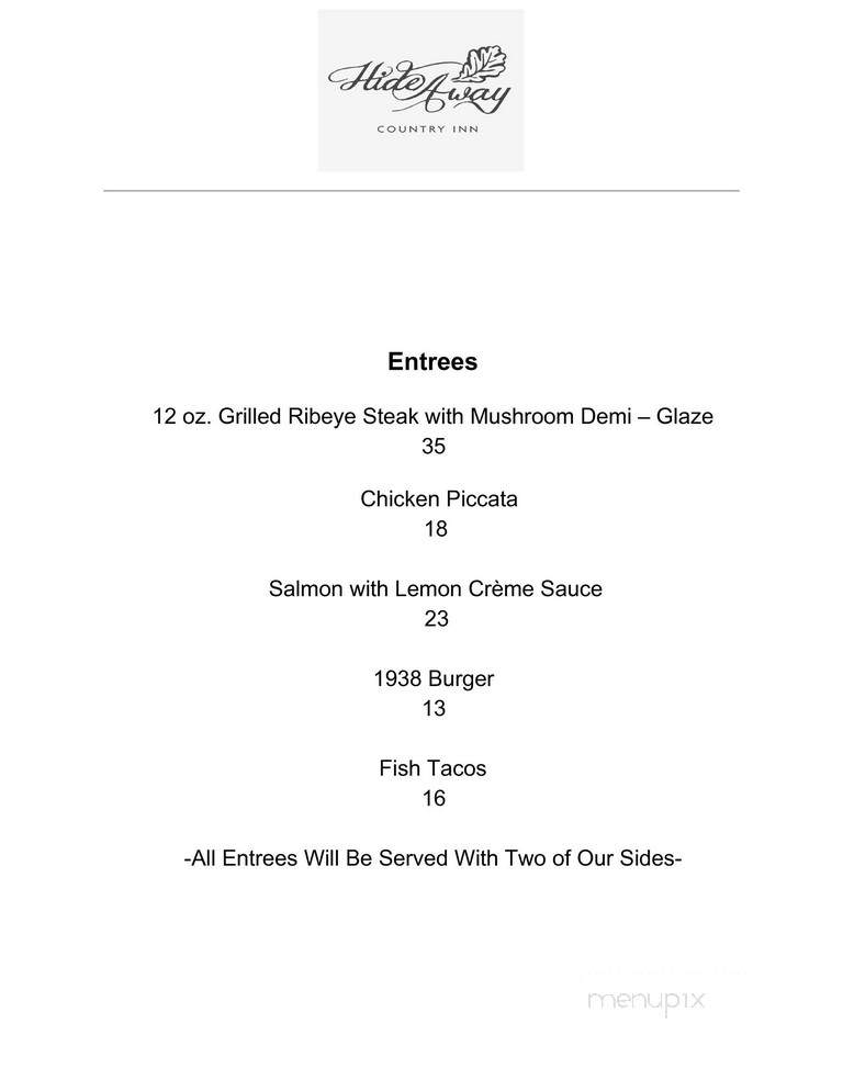 1938 Restaurant and Pub - Bucyrus, OH menu_pic