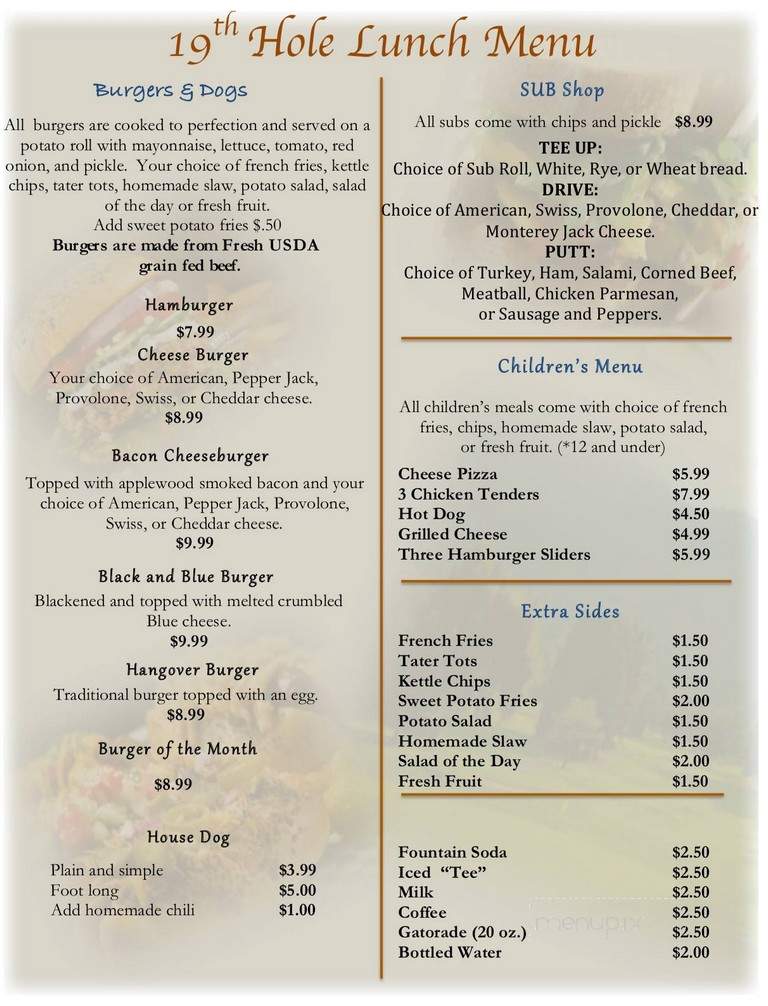 The 19th Hole - Port St Lucie, FL menu_pic