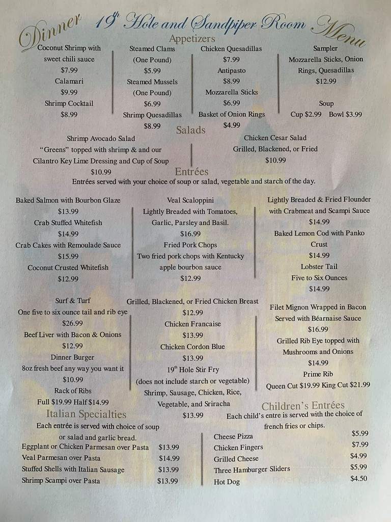 The 19th Hole - Port St Lucie, FL menu_pic