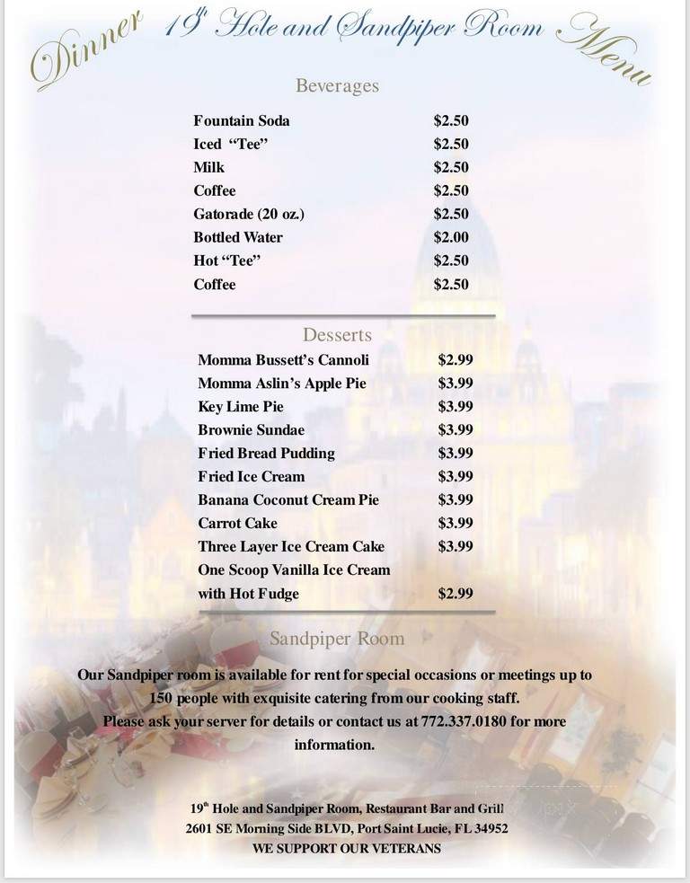 The 19th Hole - Port St Lucie, FL menu_pic