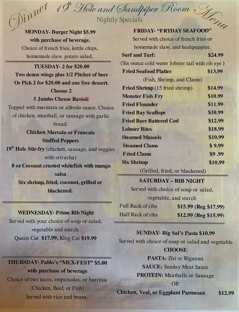 The 19th Hole - Port St Lucie, FL menu_pic