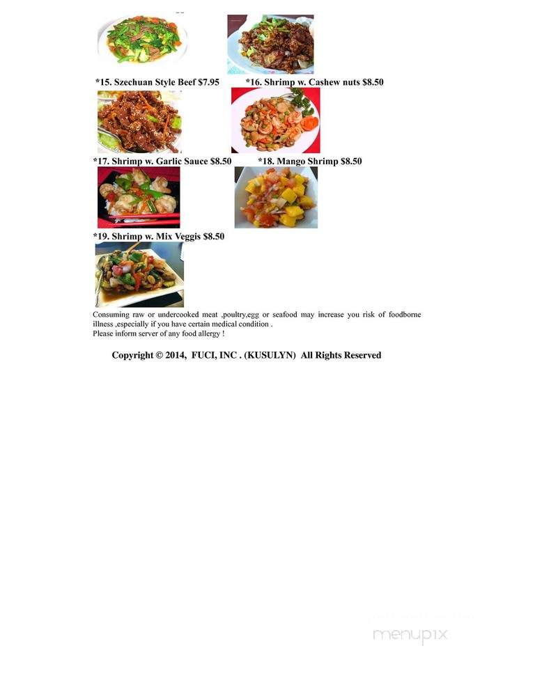 Kusulyn Neo-Asian Bistro - Danbury, CT menu_pic