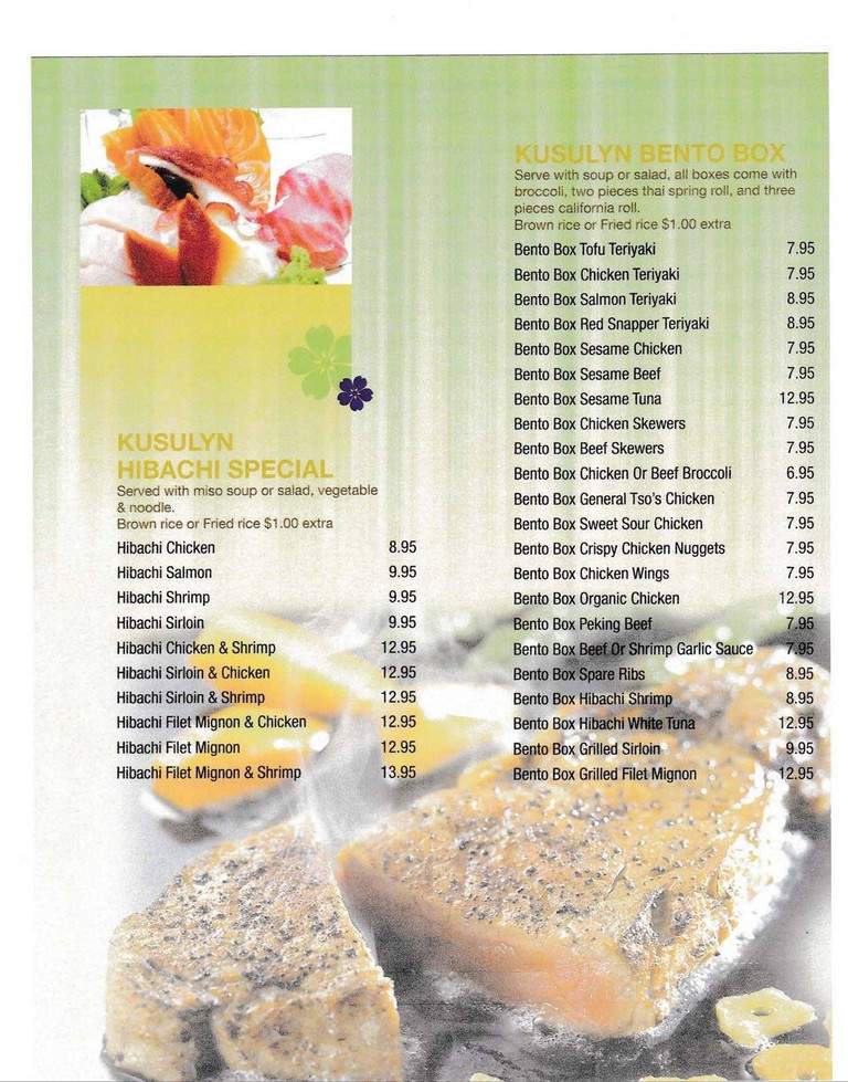 Kusulyn Neo-Asian Bistro - Danbury, CT menu_pic