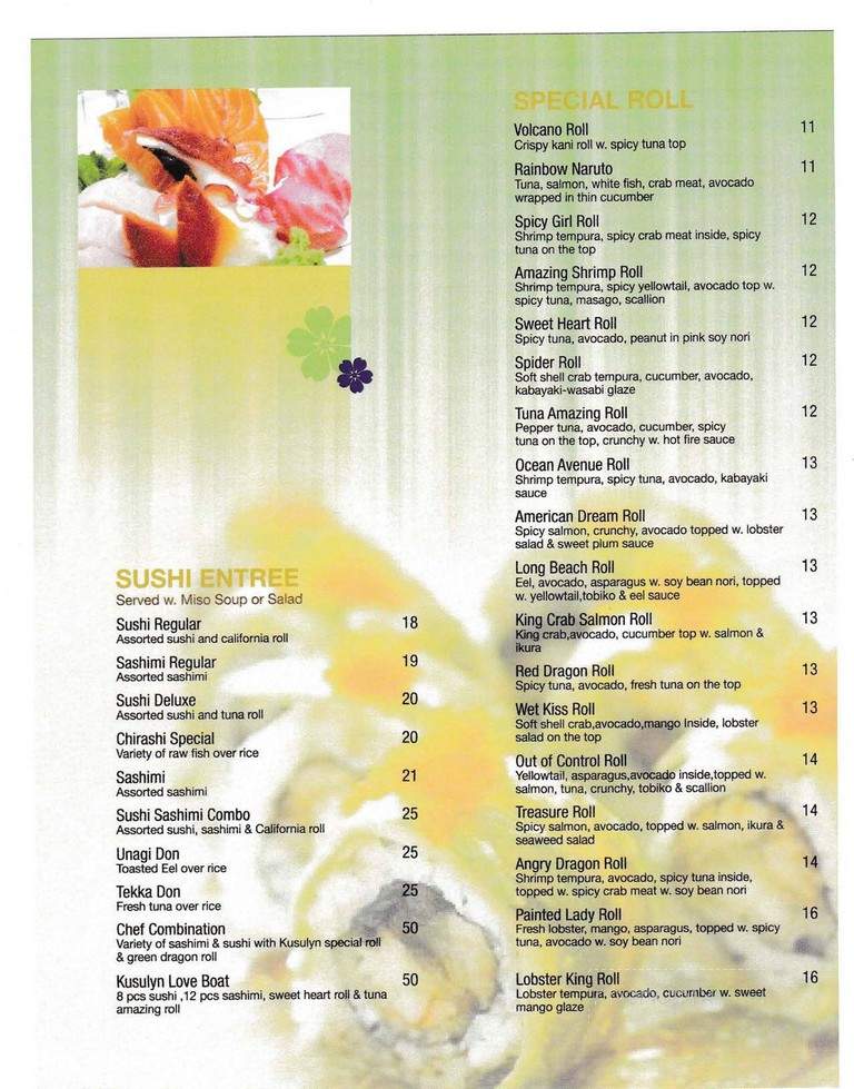 Kusulyn Neo-Asian Bistro - Danbury, CT menu_pic