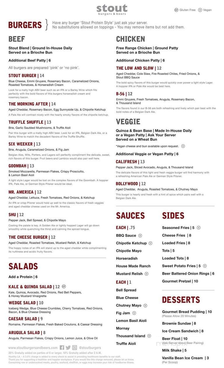 Stout Burgers and Beer - Studio City, CA menu_pic