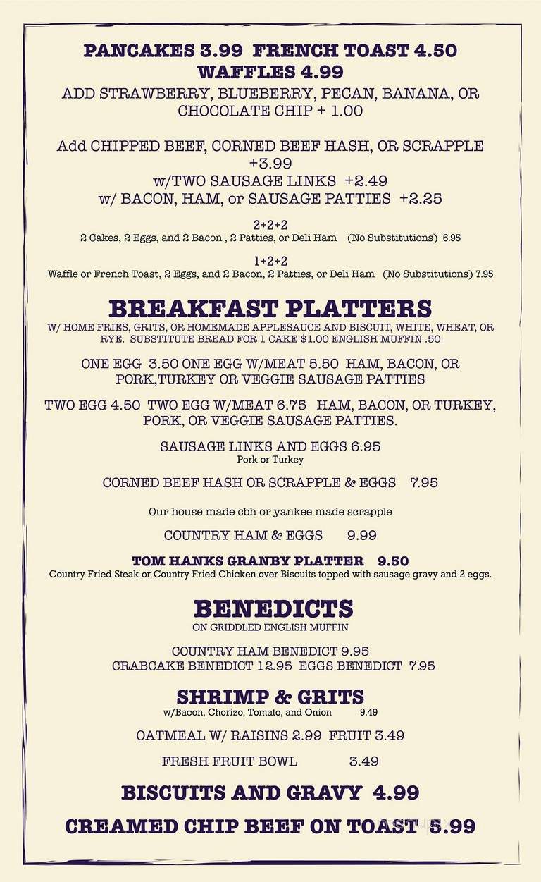 Charlies Cafe - Norfolk, VA menu_pic