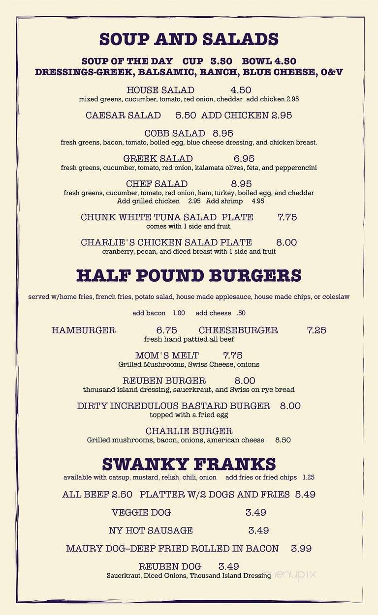 Charlies Cafe - Norfolk, VA menu_pic