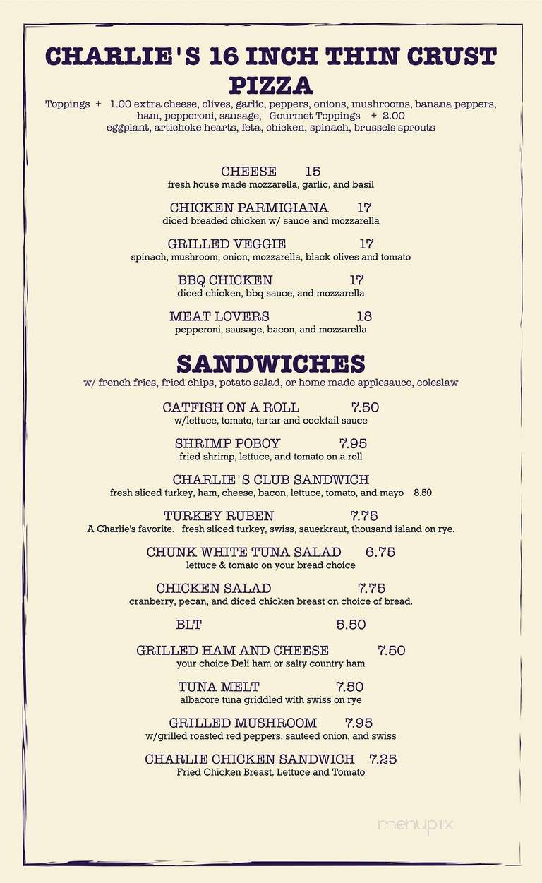 Charlies Cafe - Norfolk, VA menu_pic