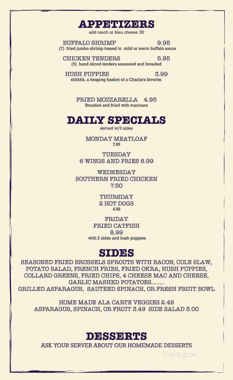 Charlies Cafe - Norfolk, VA menu_pic
