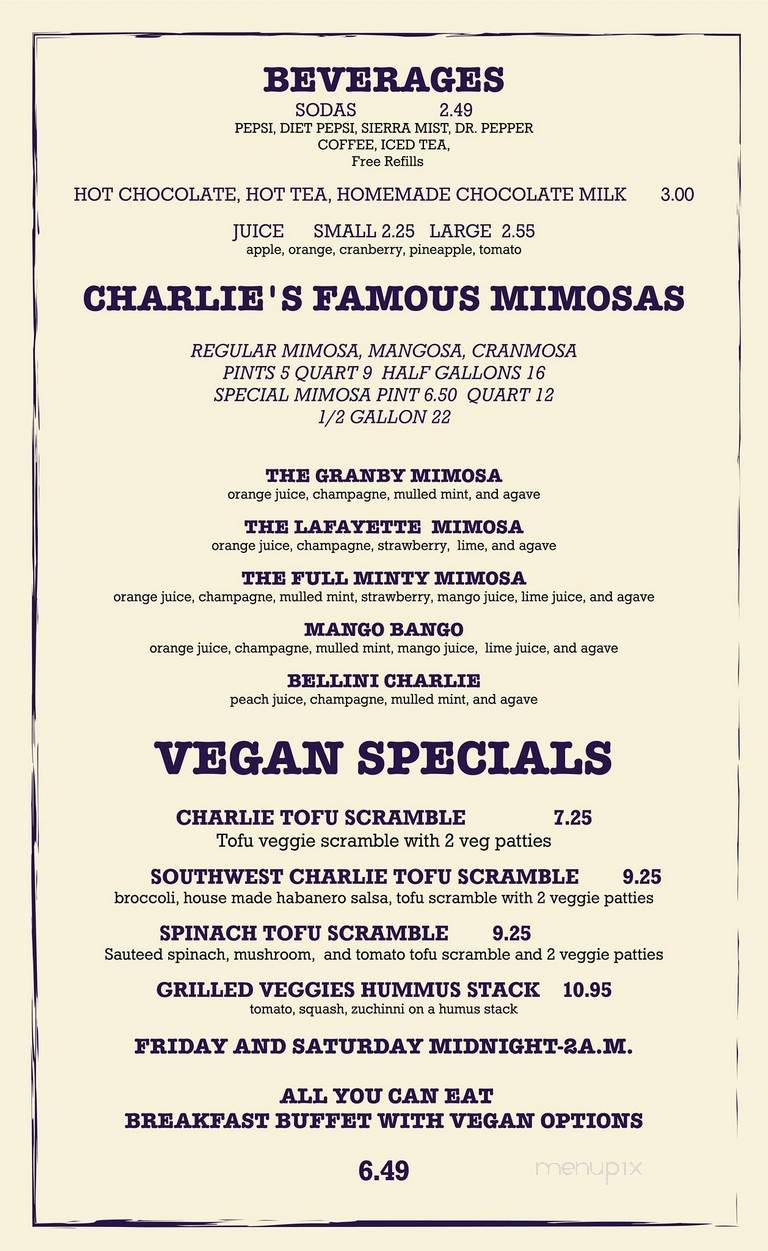 Charlies Cafe - Norfolk, VA menu_pic