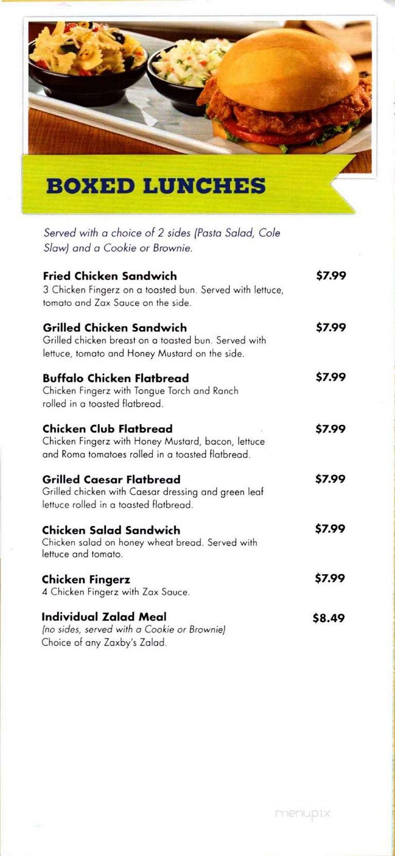 Zaxby's - Jacksonville, FL menu_pic