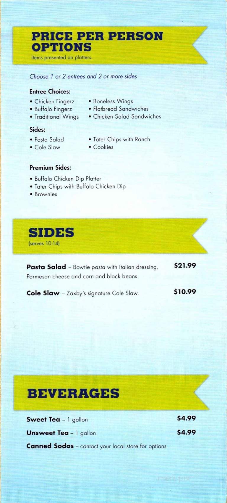Zaxby's - Jacksonville, FL menu_pic