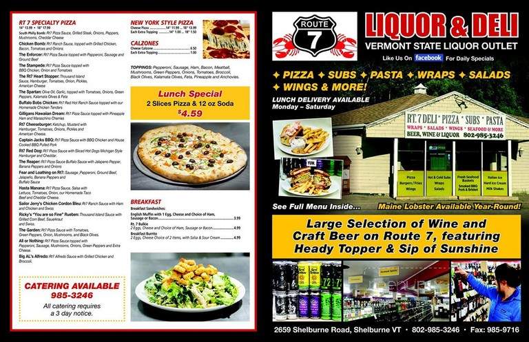 Route 7 Liquor & Deli - South Burlington, VT menu_pic