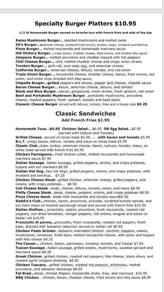 Menu of Daddio's Grille in Toms River, NJ 08753