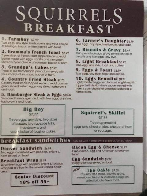 Squirrels Bar & Grill - Fairfax, MN menu_pic