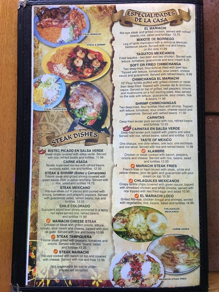 El Mariachi Mex Restaurant - Jacksonville, NC menu_pic