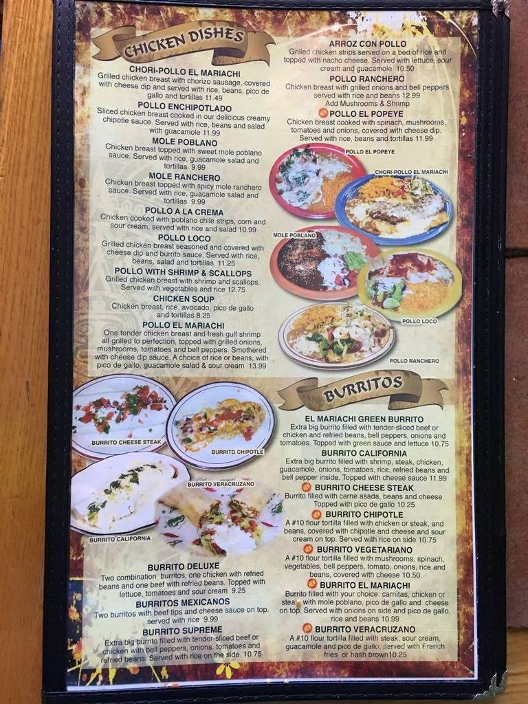 El Mariachi Mex Restaurant - Jacksonville, NC menu_pic