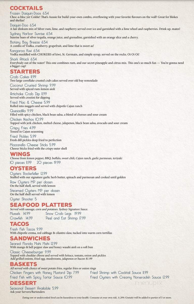 Blue Water Island Grill & Oyster Bar - Jacksonville Beach, FL menu_pic