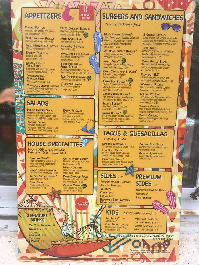 Bucketheads Beach Grill - Virginia Beach, VA menu_pic