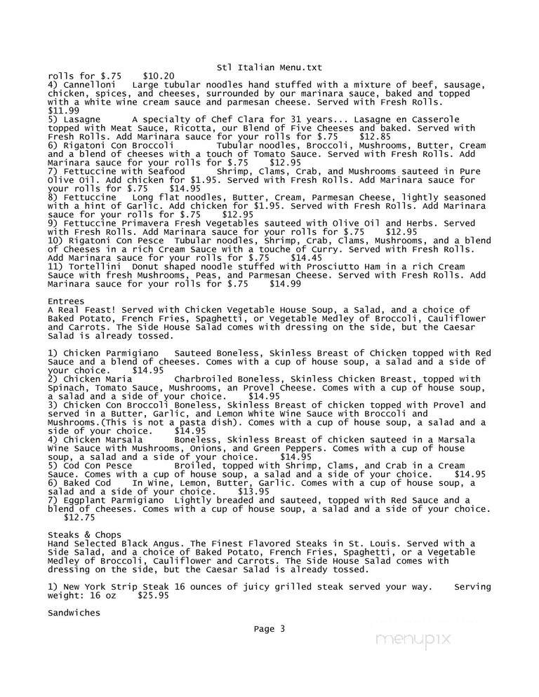 St Louis Italian Restaurant & Pizza Company - Saint Louis, MO menu_pic