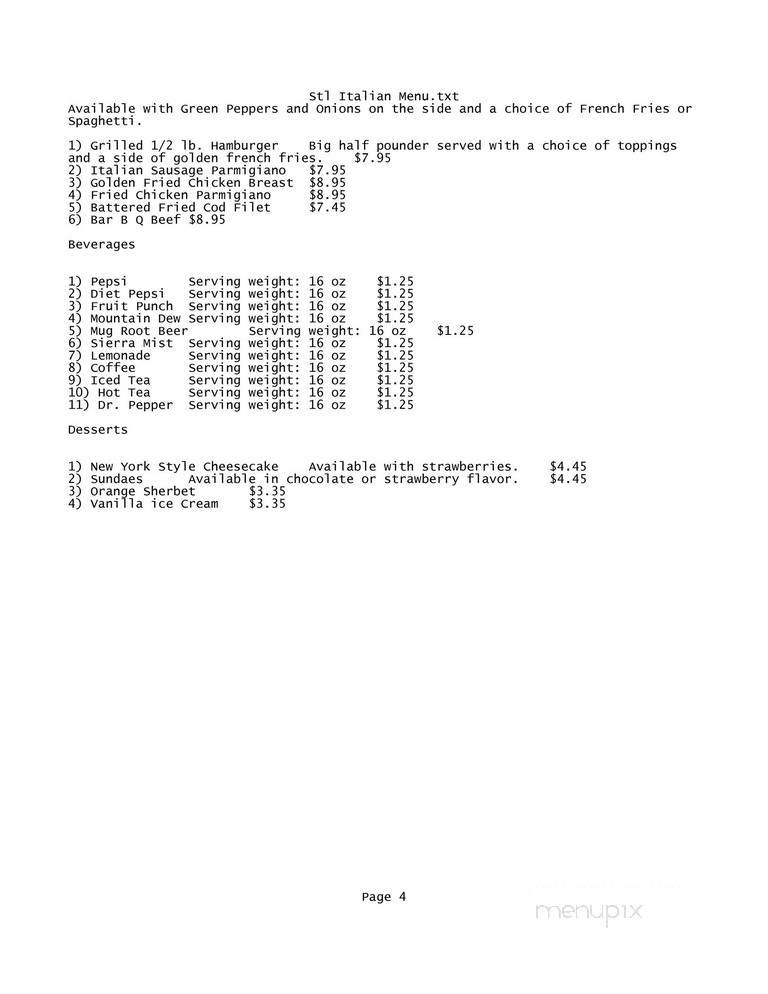 St Louis Italian Restaurant & Pizza Company - Saint Louis, MO menu_pic