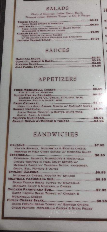 Al's Luigi's Italian Restaurant - Gainesville, TX menu_pic