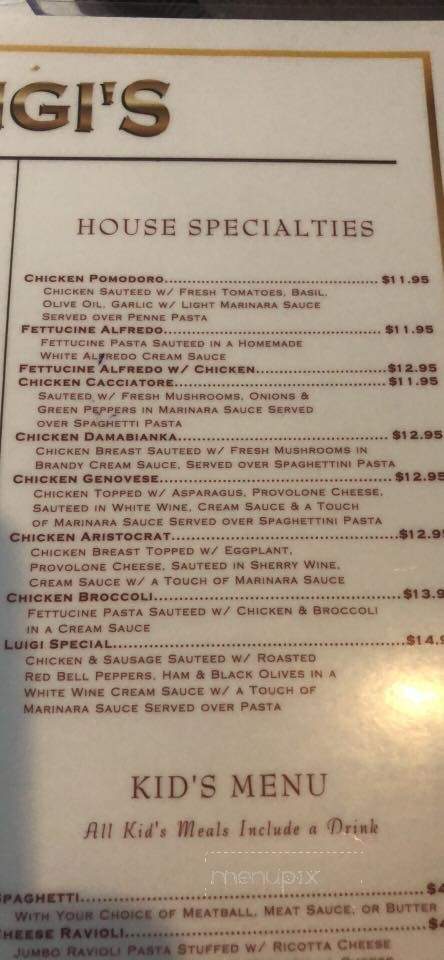 Al's Luigi's Italian Restaurant - Gainesville, TX menu_pic