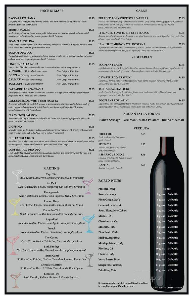 Capri Ristorante - Berwyn, IL menu_pic