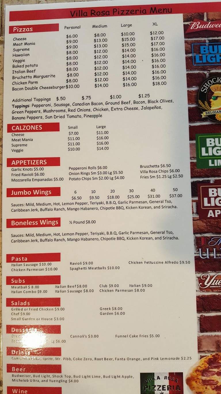 Villa Rosa - Temple, GA menu_pic