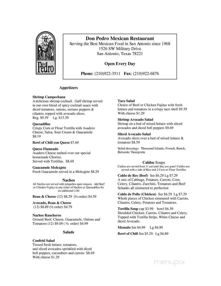 Javi's Mexican Restaurant - San Antonio, TX menu_pic