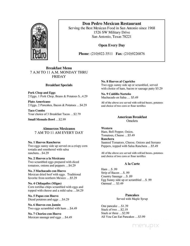 Javi's Mexican Restaurant - San Antonio, TX menu_pic