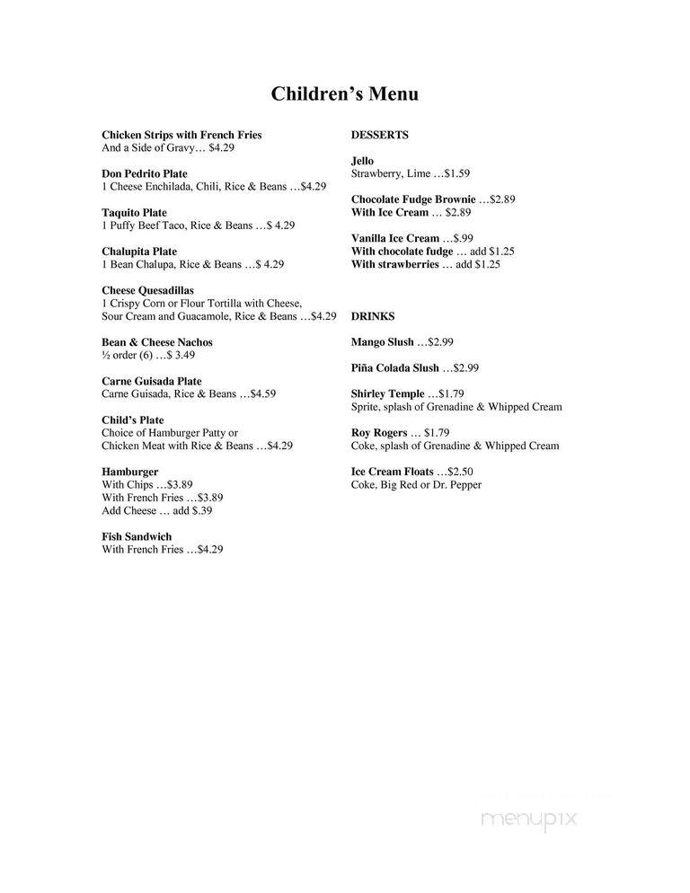 Javi's Mexican Restaurant - San Antonio, TX menu_pic