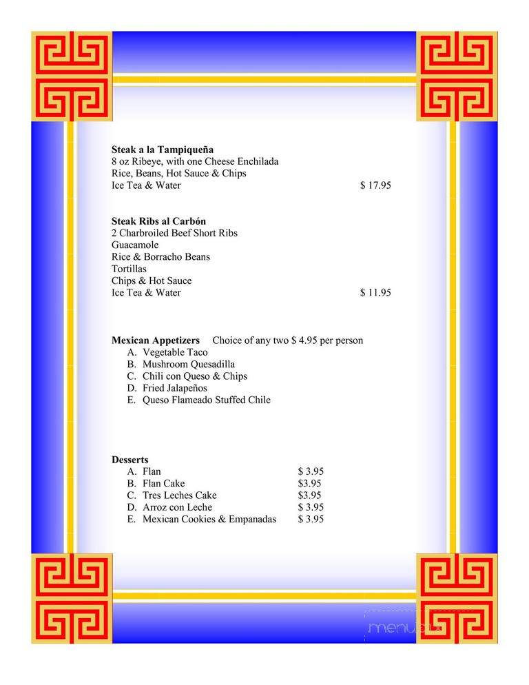 Javi's Mexican Restaurant - San Antonio, TX menu_pic