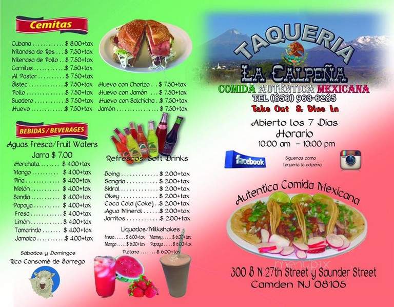 Taqueria La Calpena - Camden, NJ menu_pic