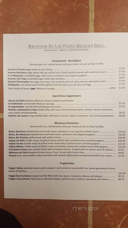 Hacienda De Los Perez - Gilberts, IL menu_pic