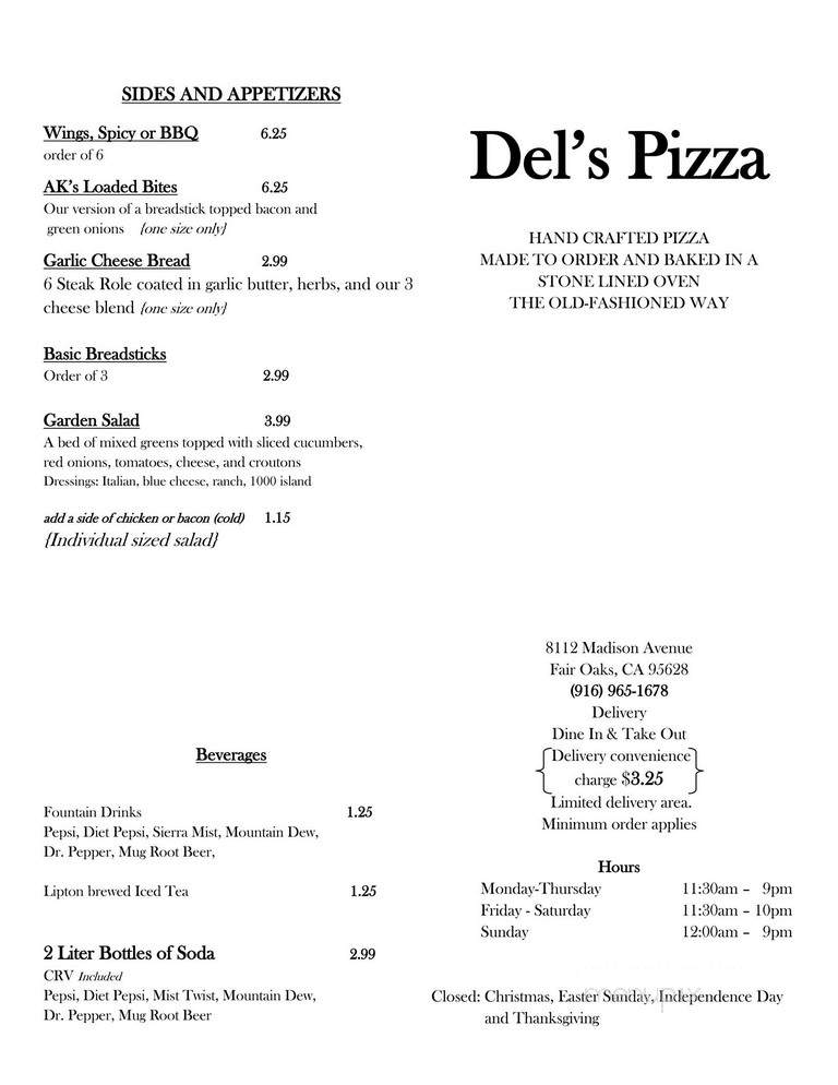 Del's Pizza - Oxnard, CA menu_pic