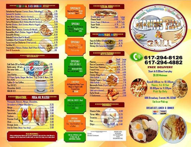 Burrito's Pizza & Grill - Everett, MA menu_pic