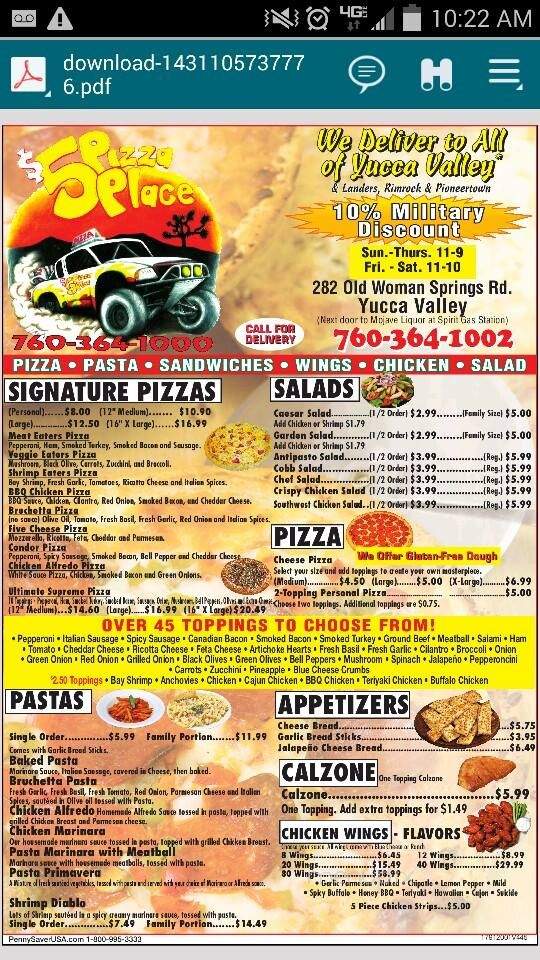 Five Dollar Pizza Place - Yucca Valley, CA