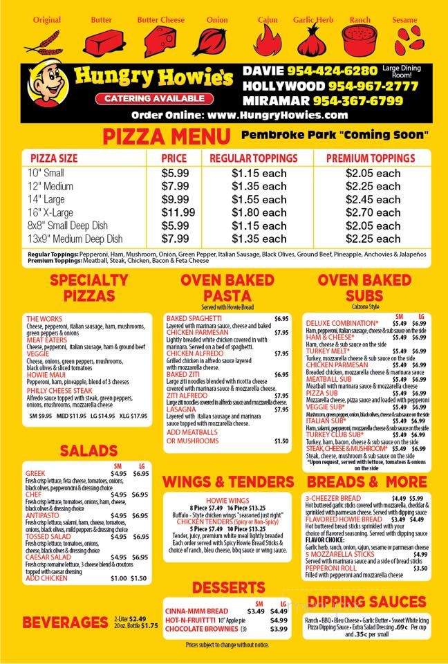 Hungry Howie's Pizza & Subs - Fort Lauderdale, FL menu_pic